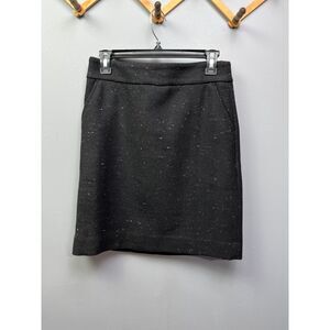 Talbots Skirt womens‎ size 2 Petite Pencil black wool speckled short lined